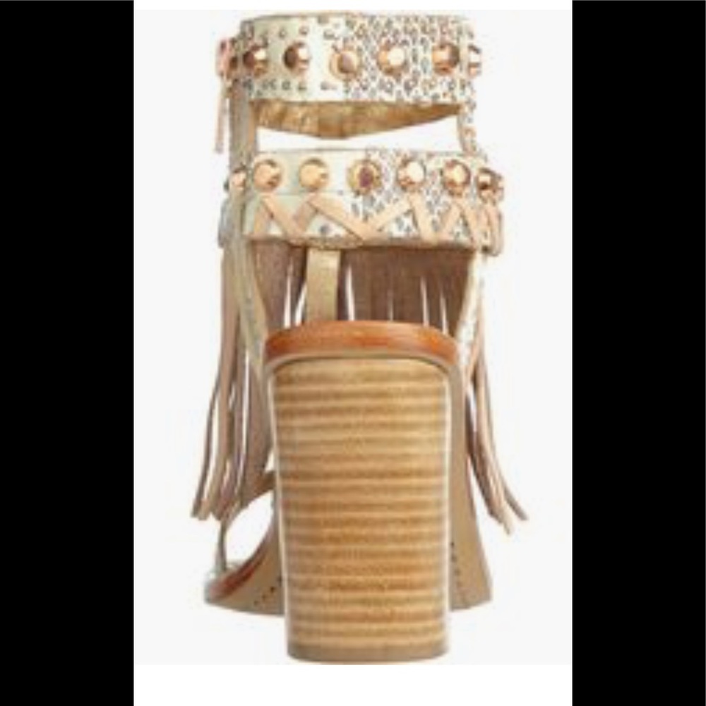 Ivy Kirzhner Leather Fringe Studded Sandal. - Picture 3 of 7